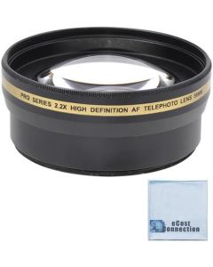 Pro Series 58mm 2.2X High Definition AF Telephoto Lens for Nikon DSLR Cameras with an eCostConnection Microfiber Cloth