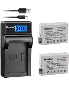 Kastar Battery (X2) & LCD Slim USB Charger for Canon LP-E8, LC-E8E and Canon EOS 550D, EOS 600D, EOS 700D, EOS Rebel T2i, EOS Rebel T3i, EOS Rebel T4i, EOS Rebel T5i Cameras, Grip BG-E8