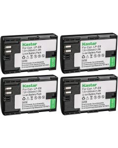 Kastar Battery 4 Pack for LP-E6 LP-E6N, EOS 60D 60Da EOS 70D XC10, EOS 5D Mark II 5D Mark III 5D Mark IV, EOS 5DS 5DS R, EOS 6D 7D Mark II and BG-E14 BG-E13 BG-E11 BG-E9 BG-E7 BG-E6 Grip